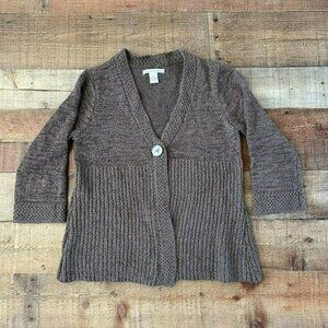Sarah Spencer women's size medium gray knit sweater button cardigan grandma core